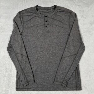 Lululemon Metal Vent Tech Henley Men's Large Long Sleeve Gray Athletic Shirt Run